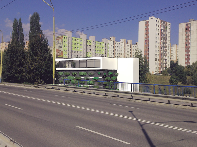 Pohľad z Moskovskej - fasáda so zeleňou